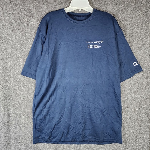 Lockheed Martin T-Shirt Mens XL 100 Years Accelerating Tomorrow Navy Blue EUC